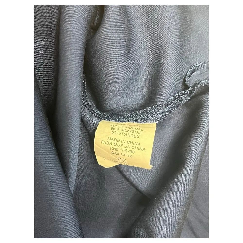 Vince Top Womens Extra Small Blue Silk V Neck Designer Career Minimalist Luxury - Image 8