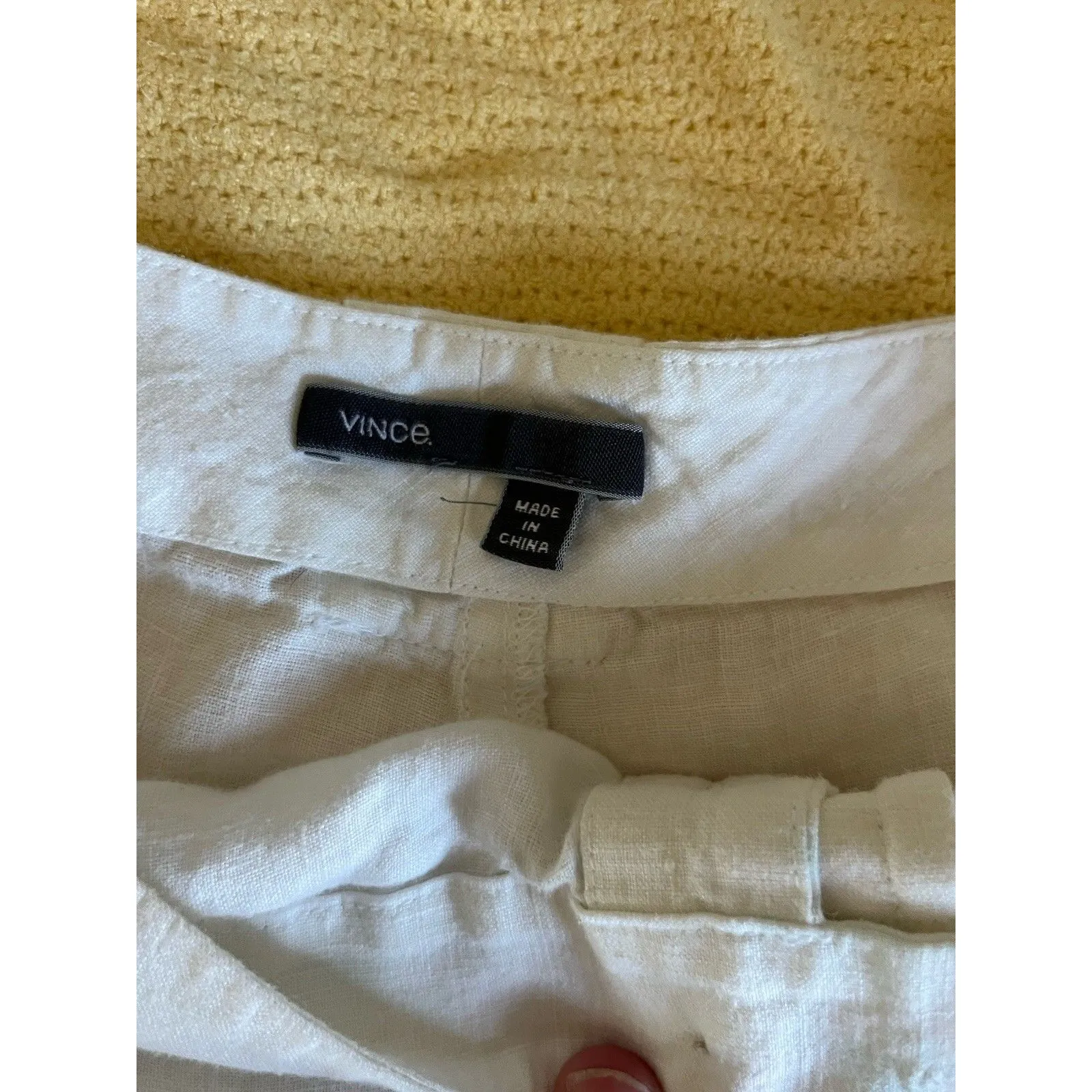 Vince Linen Shorts Women's 14 White Summer Beach Casual Cuff Hem - Image 5