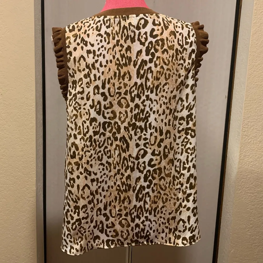 Current Air Leopard Print Sleeveless Blouse size L - Image 10