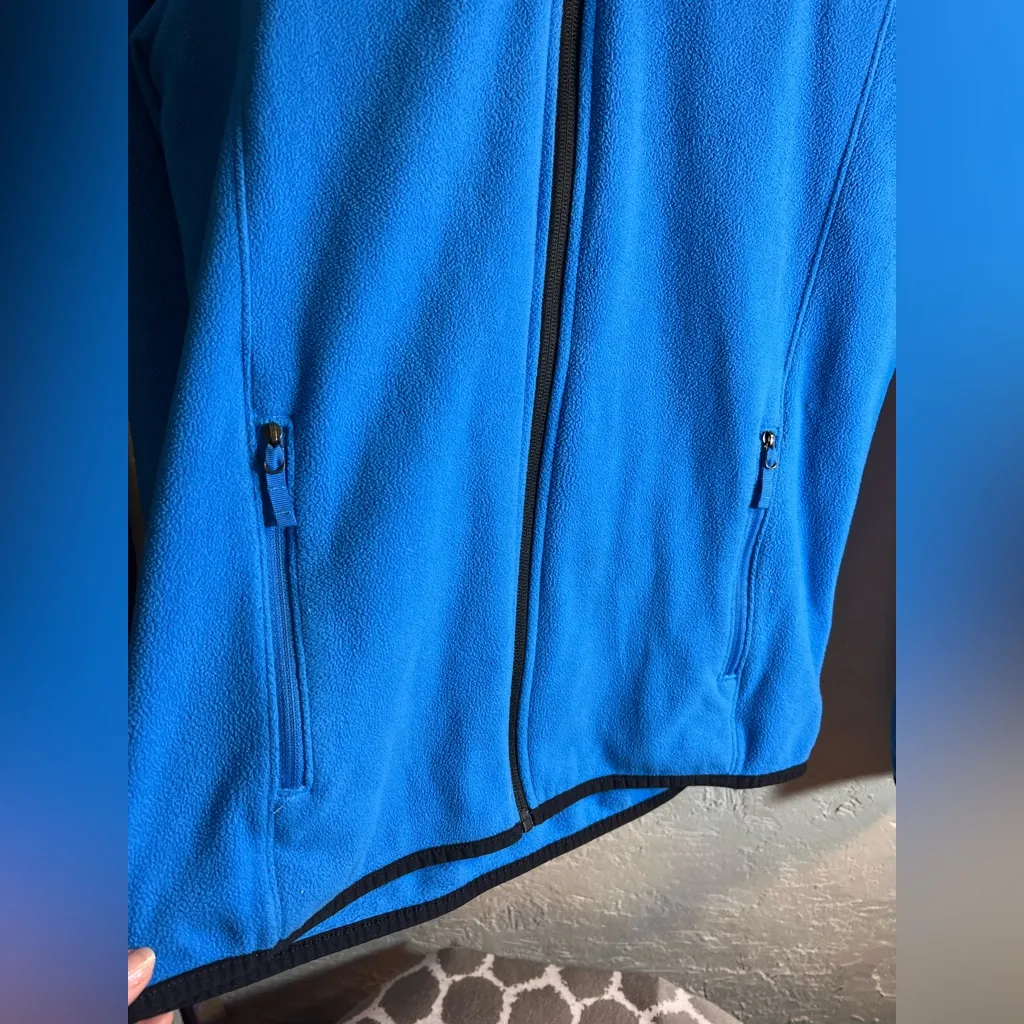 The North Face Blue Black Fleece Jacket S zip front pockets hoodie activewear - Image 10
