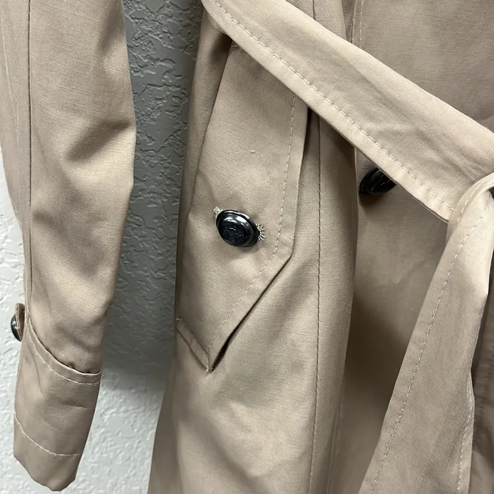 VIA SPIGA Tan Spring Double Breasted Button Front Trench Coat Size Medium - Image 4