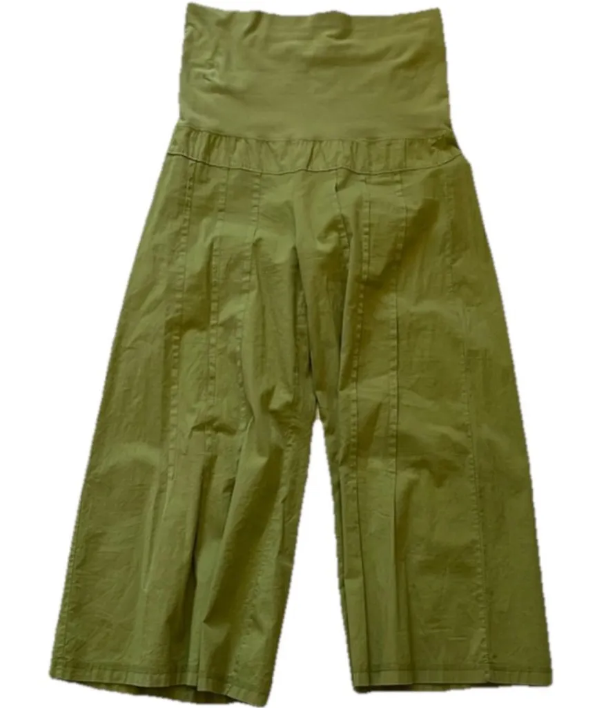 XCVI Wearables Foldover Flare Wide Leg Palazzo Pants Green Large - Image 1