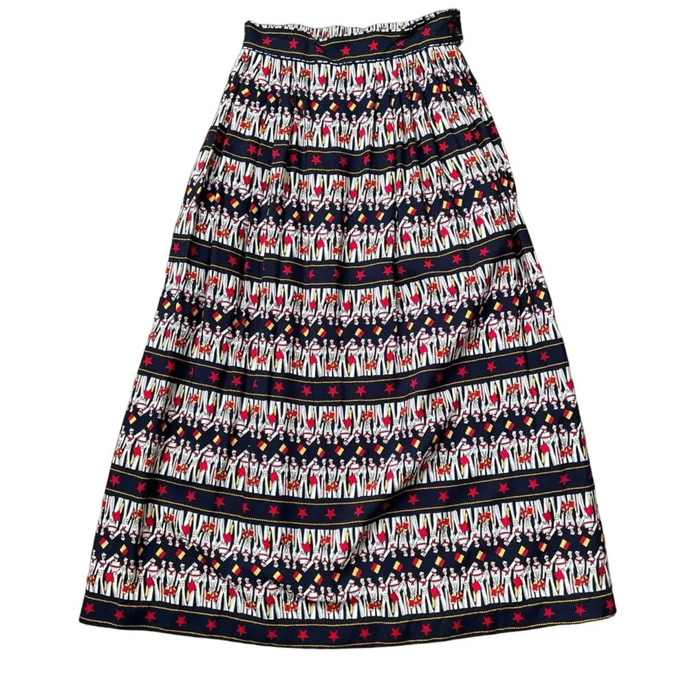 Bechamel Vintage MIDI Skirt Size 6 Navy Sailor Patriotic Military Pin Up Retro - Image 4