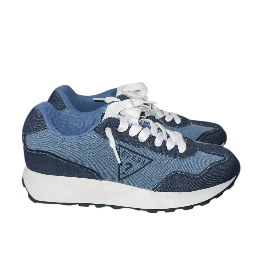 NEW Guess Blue Denim Chunky Platform Sneakers Triangle Logo Women’s - Image 2