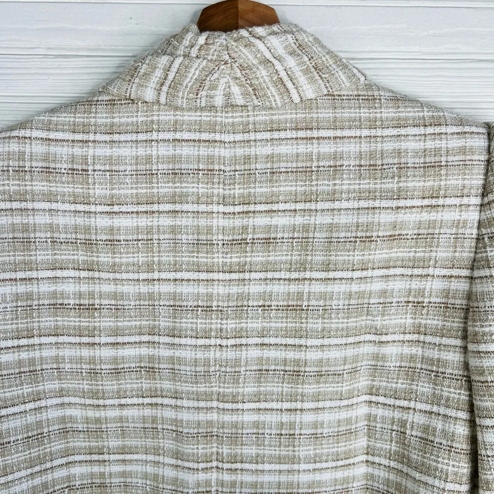 Barbie Tweed Blazer in Beige Combo Puff Shoulder Size Medium - Image 14