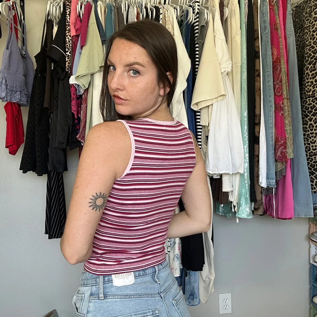 Limited Too Rhinestone Striped Tank Top Kids M (Fits XS/S) Y2K Style - Image 2