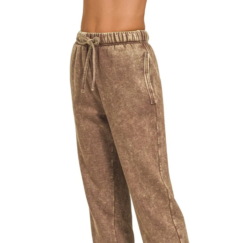 Zenana Acid Wash Fleece Sweatpants with‎ Pockets - Image 3