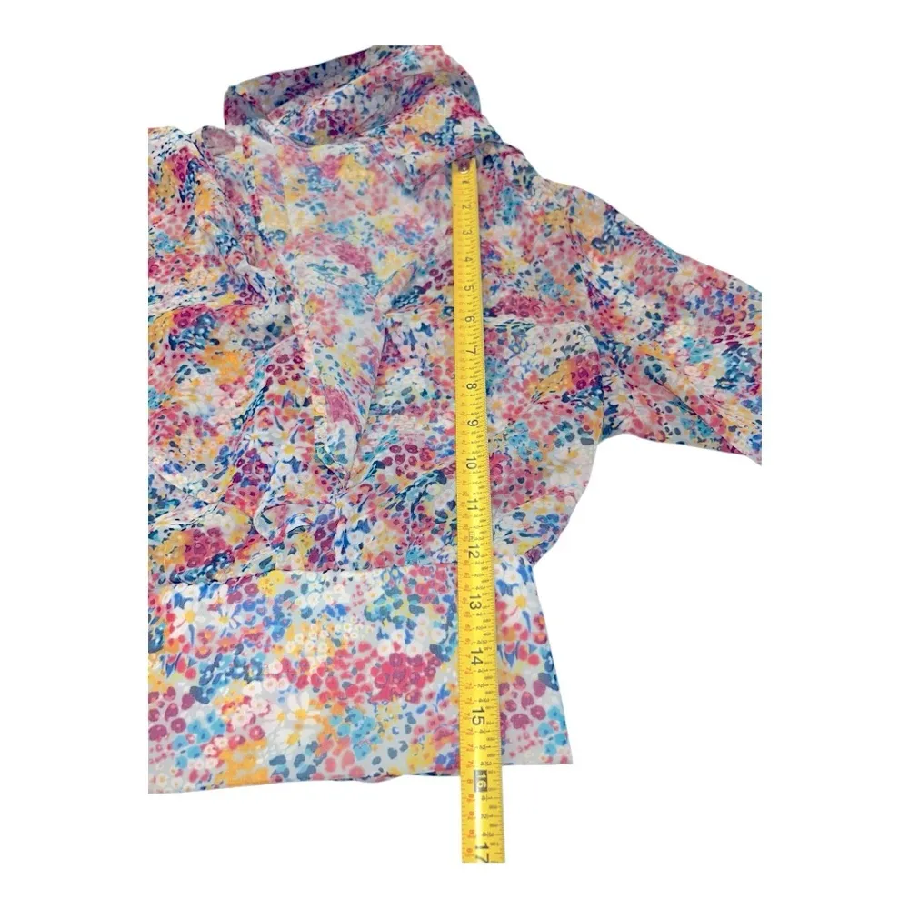 ZARA Floral Chiffon Boho Crop Top Size X-Small floral colorful Summer top - Image 4