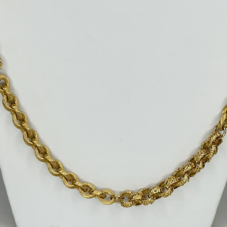 St. John Gold Chain Necklace 46" Palm Beach New York Text Links Statement ✨ - Image 16