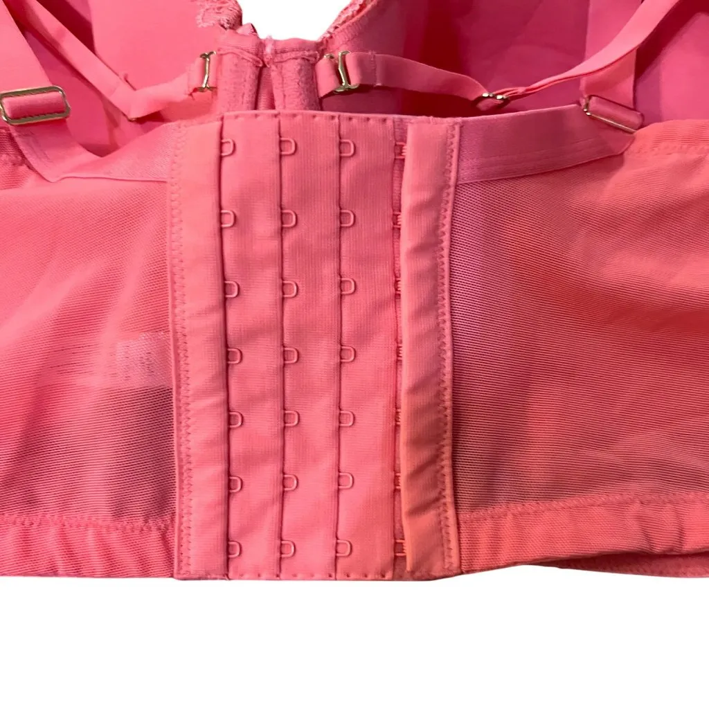 Cacique 42DDD Lace Balconette Bra Salmon Pink Underwire Lightly Lined Used - Image 8