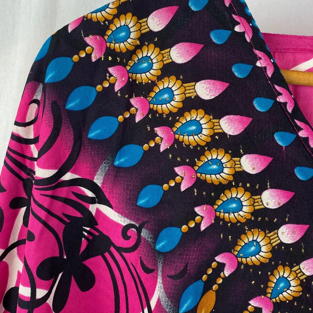 True Rock Pink & Black Print Long Maxi Caftan Dress NEW OS Size undefined - Image 5