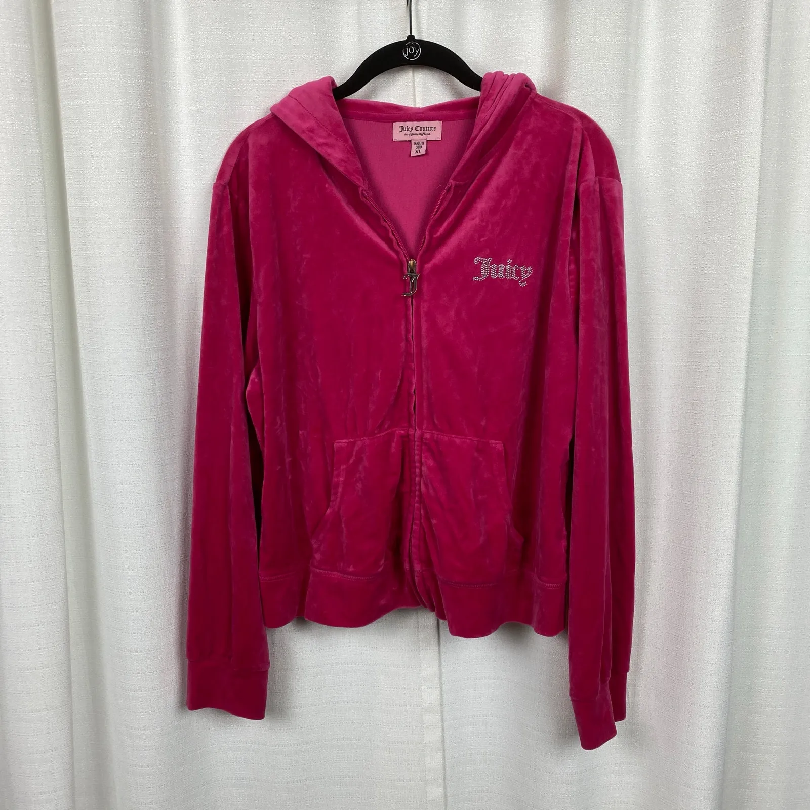 Juicy Couture Vintage Hot Pink Velour Track Suit Pants Sz.M Jacket Sz.XL - Image 9