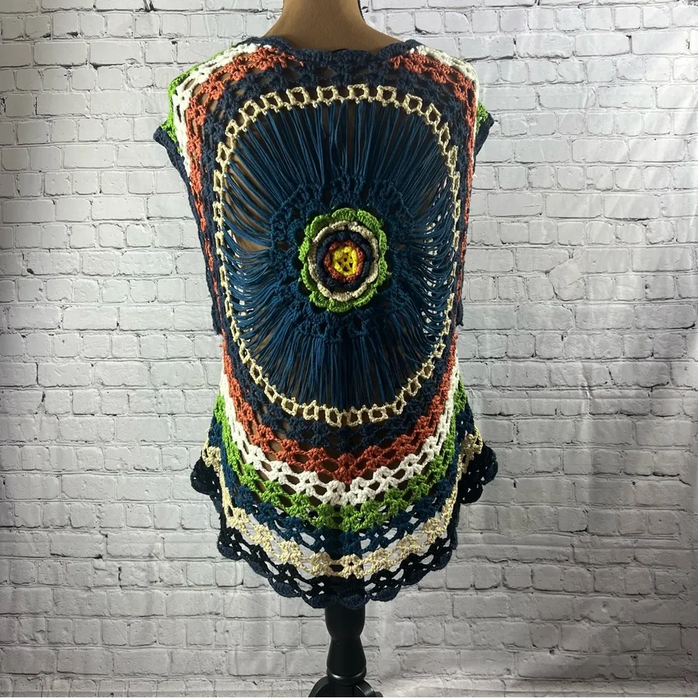 Solution Multicolored Bohemian Open Knit Sleeveless Pullover (A21) Size undefined - Image 5