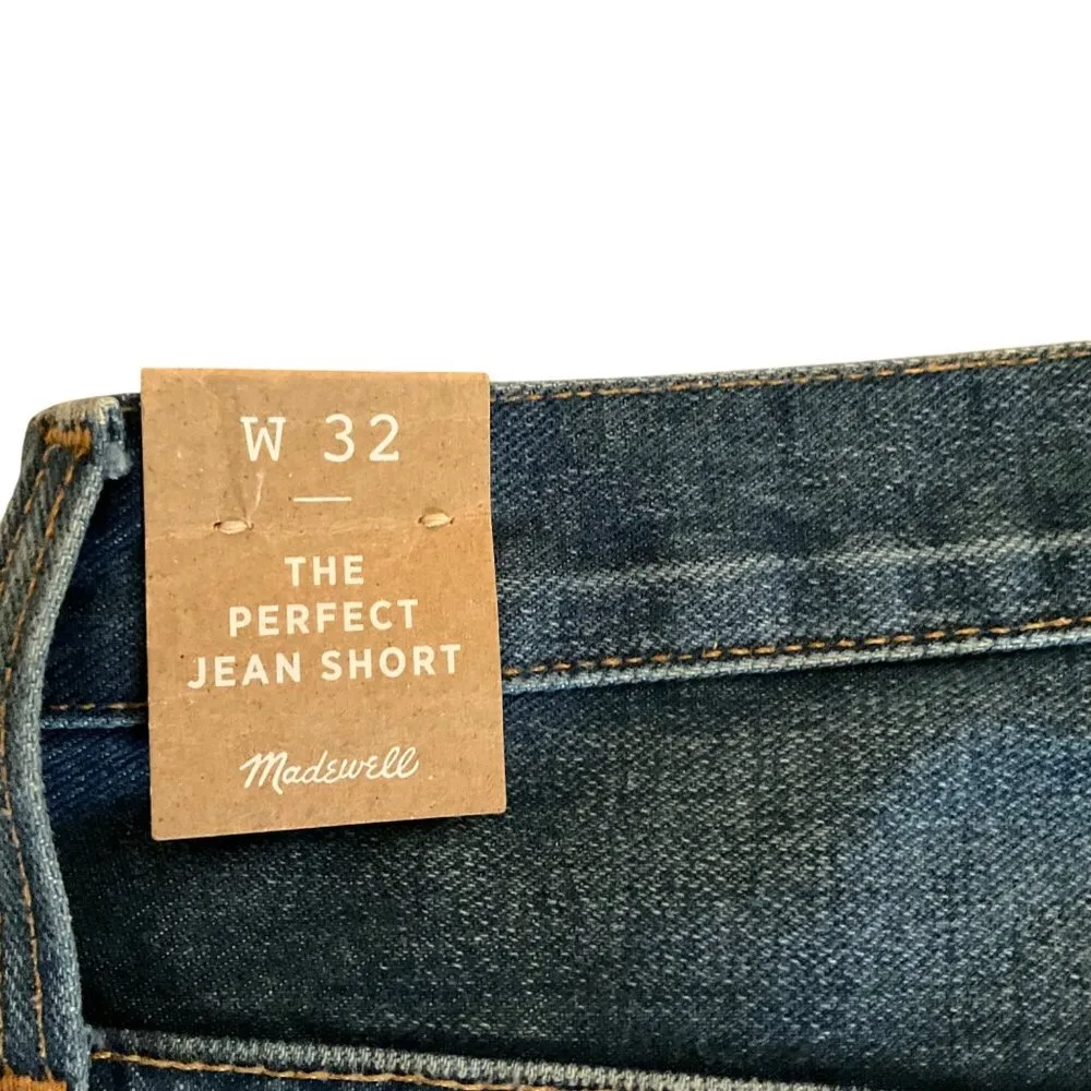 Madewell Womens W32 The Perfect Jean Short Blue Denim Cotton raw hem festival - Image 6