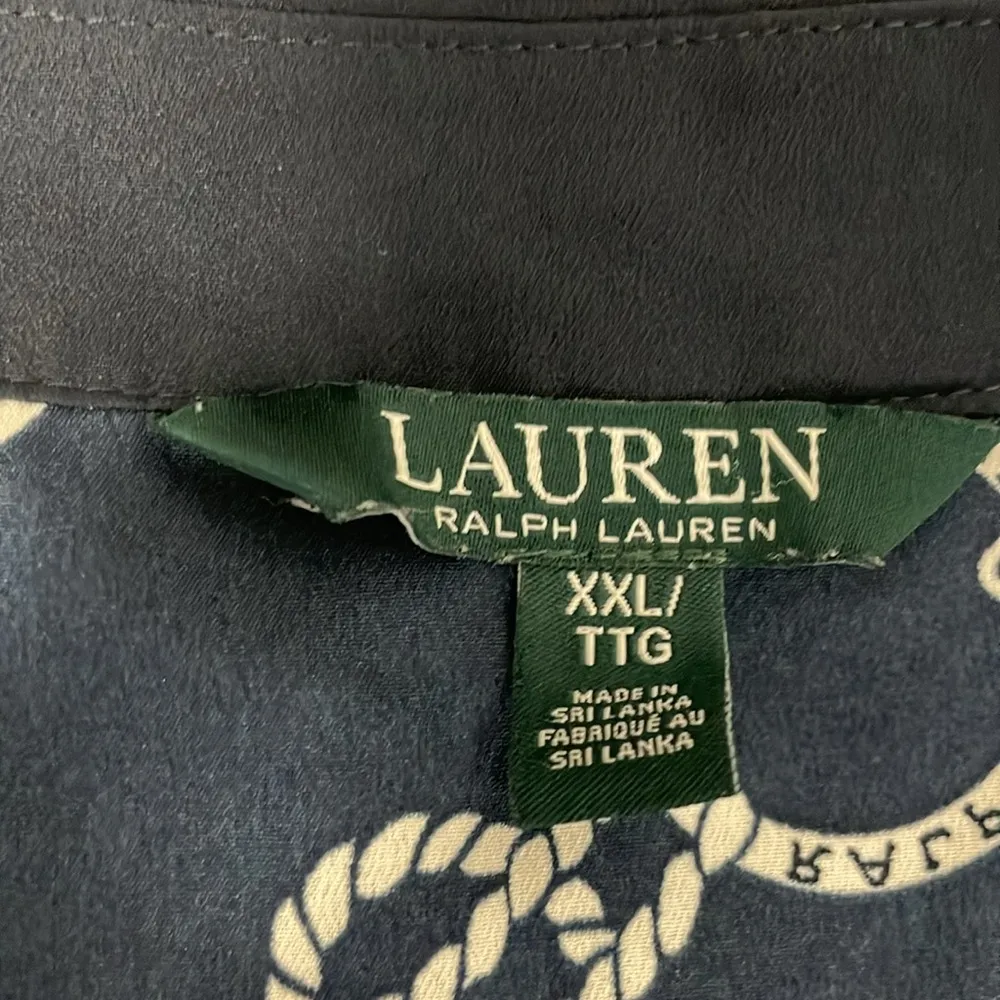 Ralph Lauren Nautical Anchor Rope Chain Print Short Sleeve Blouse Navy LRL XXL - Image 6