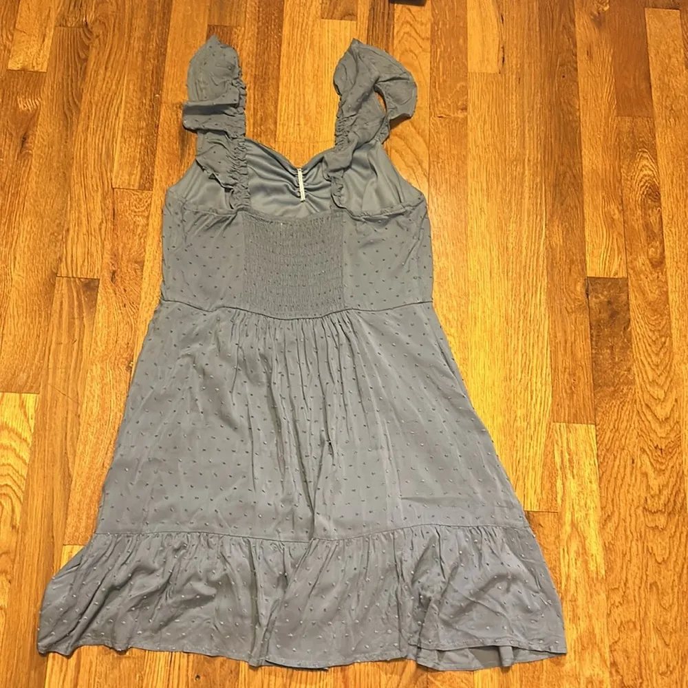 Live to be Spoiled Powder Blue Ruffle Smocked Textured Mini Dress Womens Large - Image 5