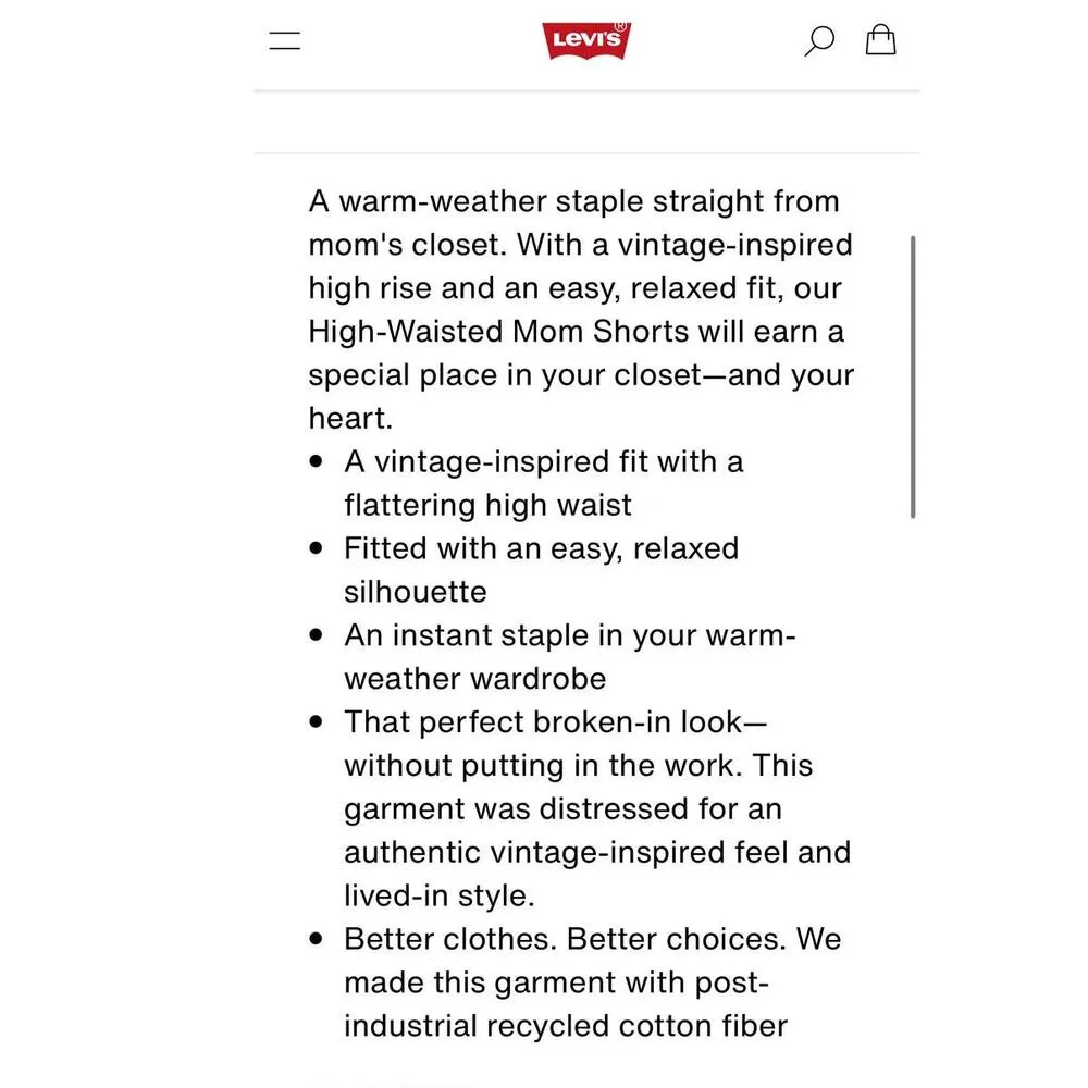 NEW Levi's Womens High Waisted Mom Shorts Cutoffs High Rise White, Blue Denim 33 - Image 5