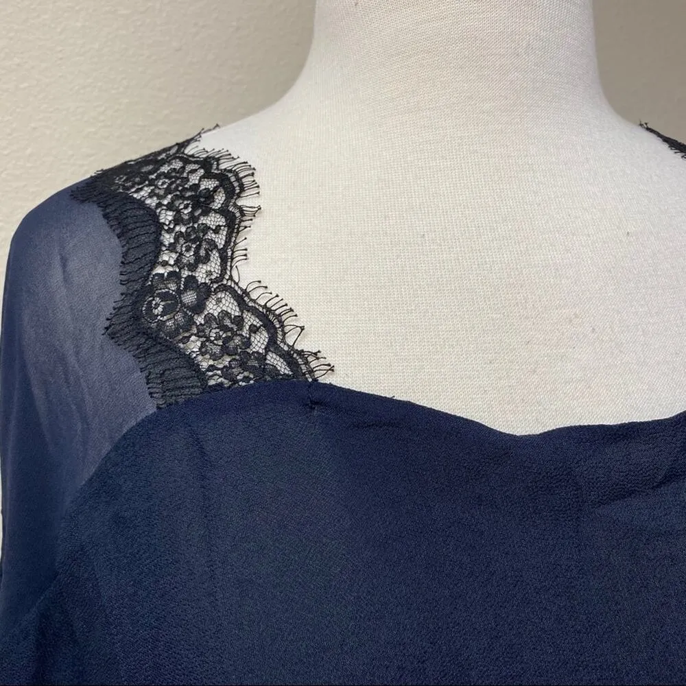 Sandro Open Back Lace Top Navy 2 - Image 2