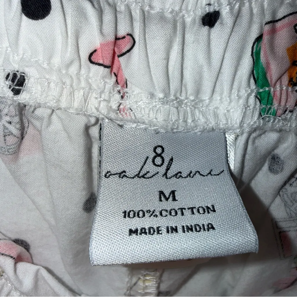 8 oak lane pajamas 2 Piece Shorts Long Sleeve Top Campaign Print Cotton Medium White - Image 7