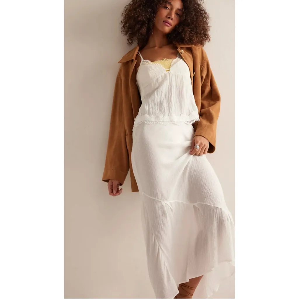 Free People Sweet On You Bias Half Slip Skirt Ivory S - Image 2