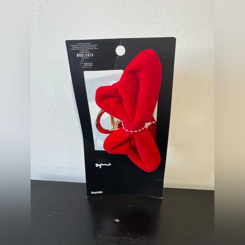 Studio Ghibli Kiki's Delivery Service Bow Claw Clip with Jiji and Floral Charms - Image 4