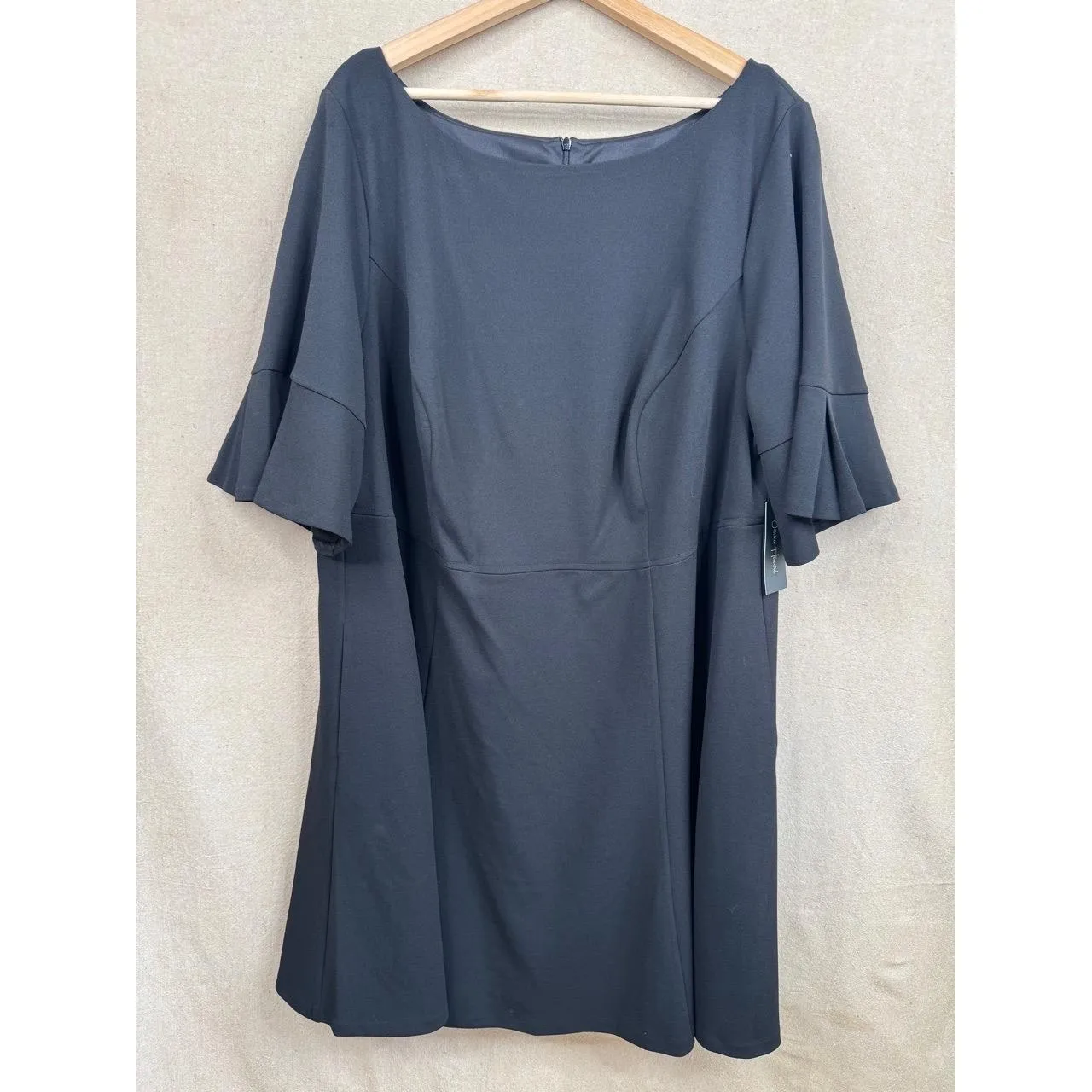 Jessica Howard Dress Womens 22W Black Short Bell Sleeve Pleated Mini - Image 2