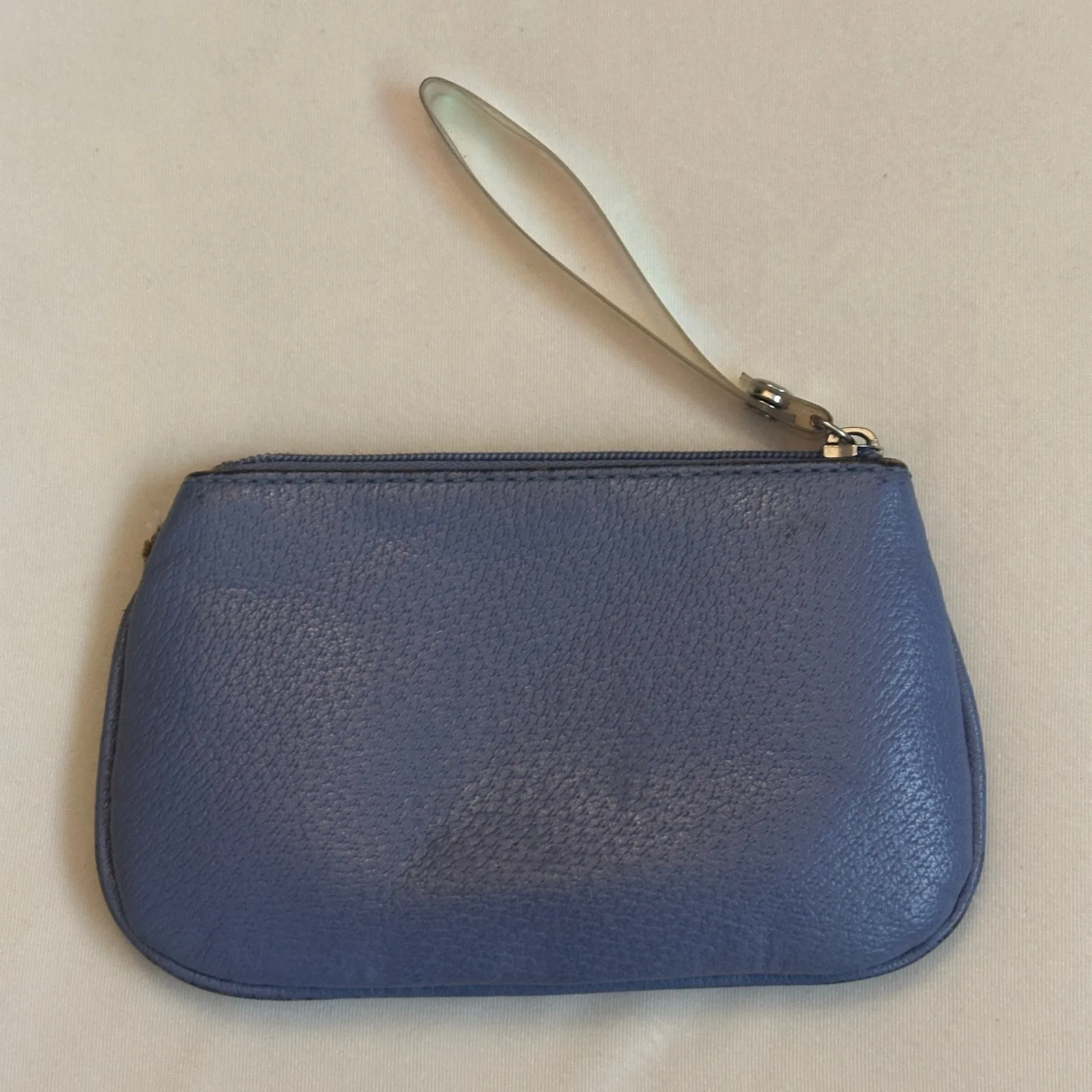 Lancel Paris Mini Pouch Periwinkle Purple Blue Grain Leather Cosmetics / Camera - Image 2