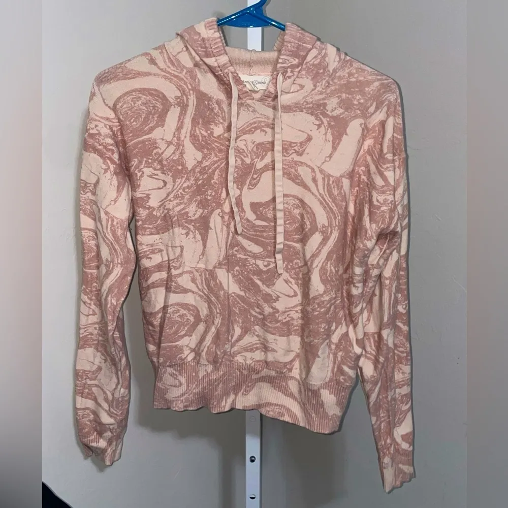 TREASURE&BOND Marble Knit Sweater Womens Small Lightweight Hoodie Boho Pullover - Image 2