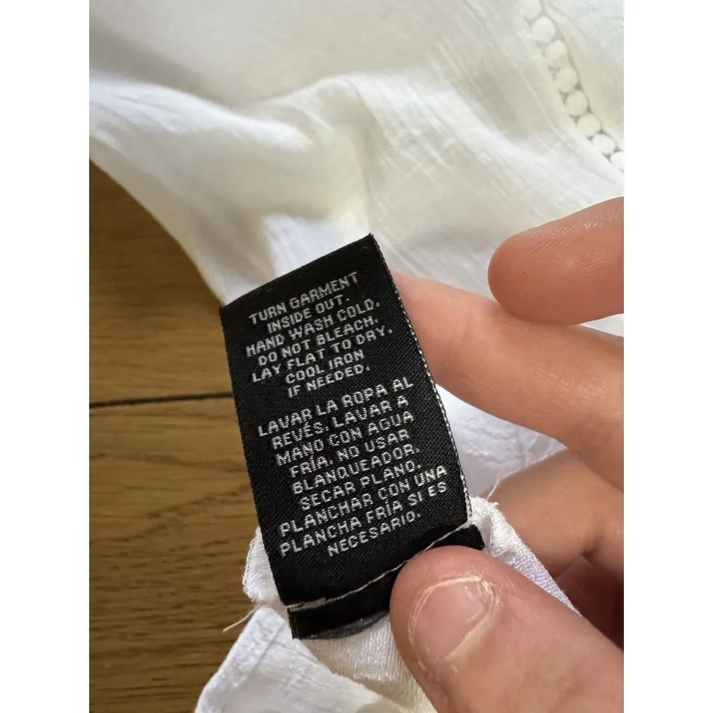 Zac & Rachel Floral Embroidered Tunic Top White Lightweight Flowing‎ Size Small - Image 9