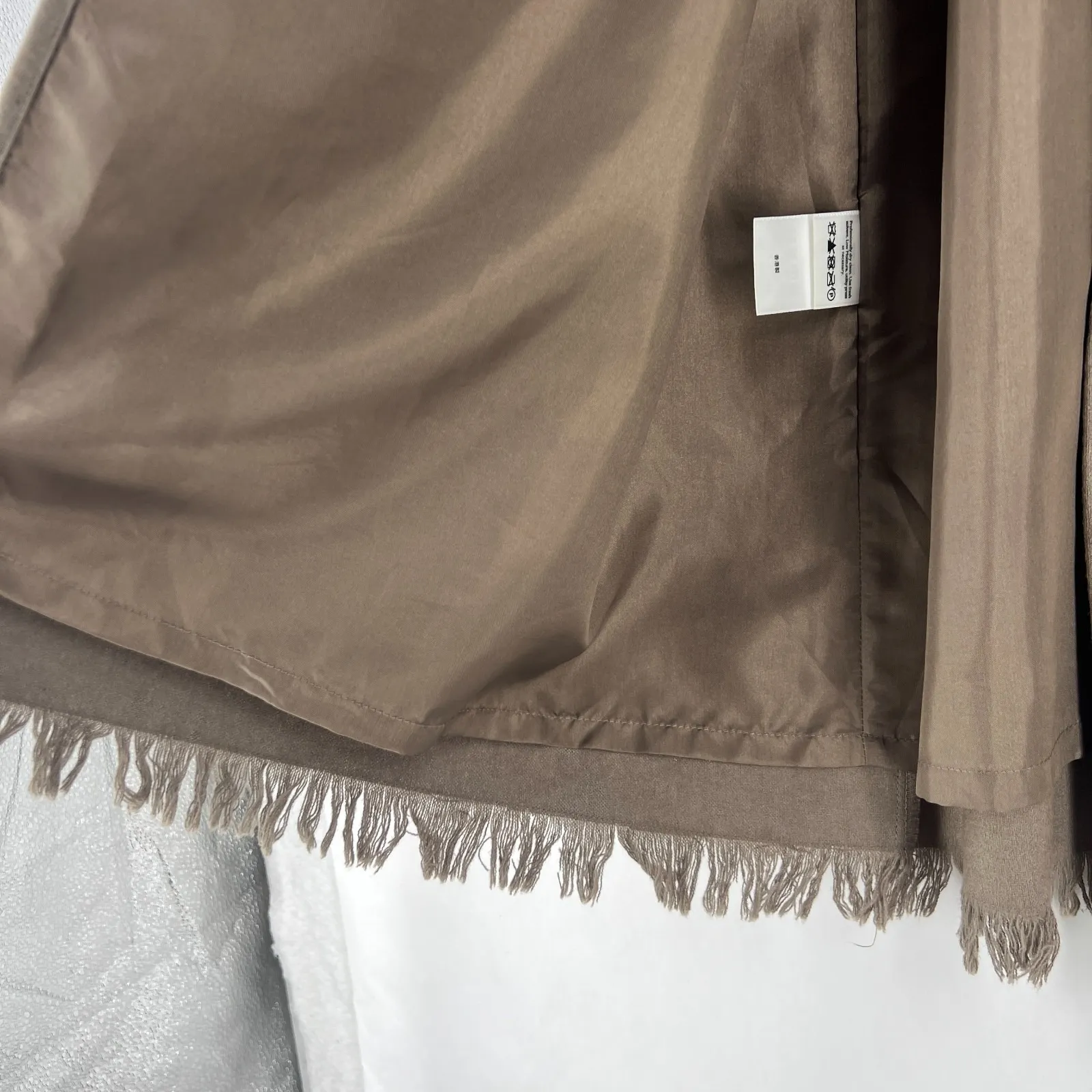 Eddie Bauer Wool  Wrap Maxi Dress M Duster Fringe Hem Tie Waist V Neck Classic - Image 7