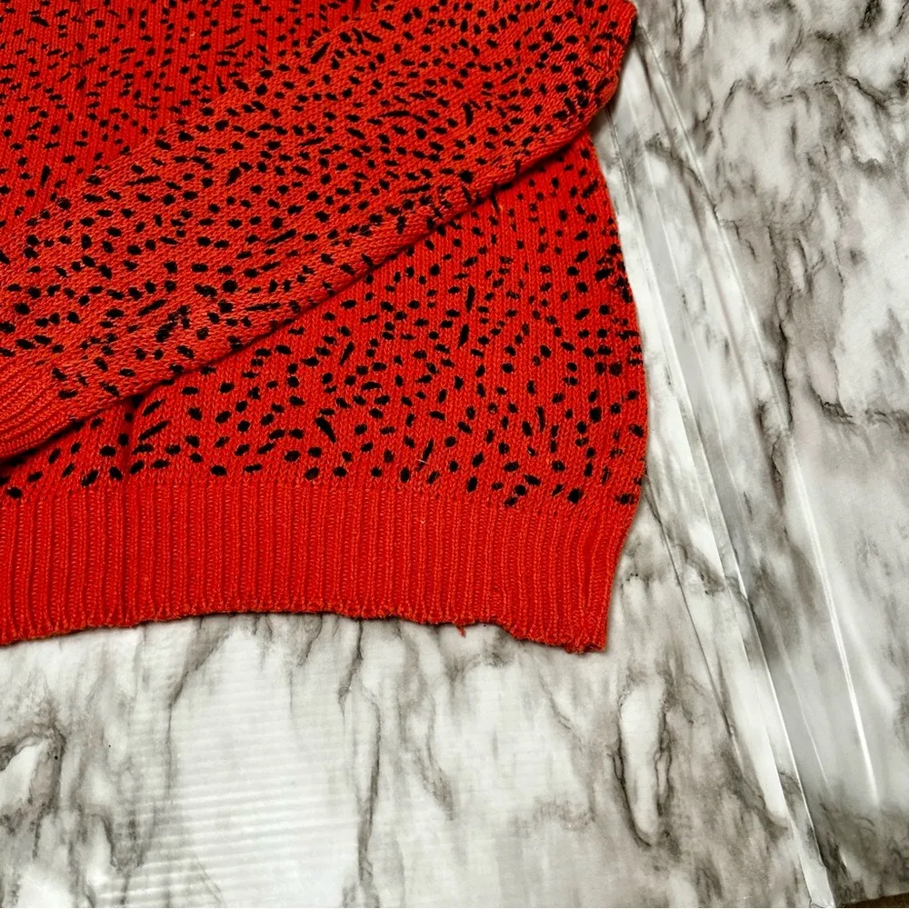 Cristina’s Vintage Orange Leopard Print Sweater Retro Punk 80s Flintstone Sz L Size L - Image 7