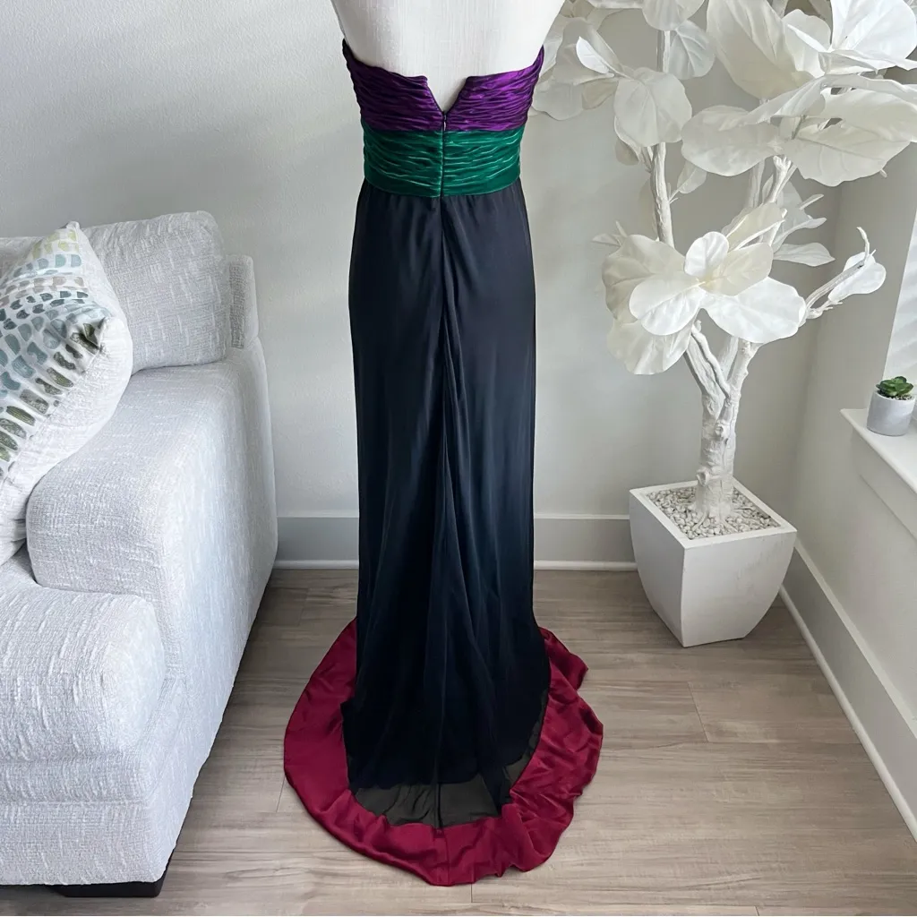 Vintage Oscar de la Renta Multicolor Velvet And Silk  Strapless Maxi Gown - Image 6