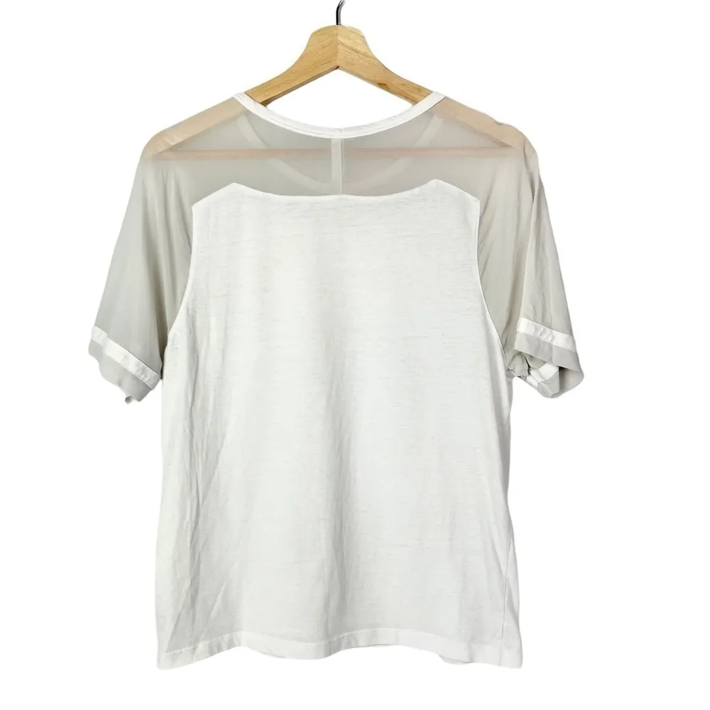 Fabletics White Mesh Oversized T-Shirt XS - Image 2