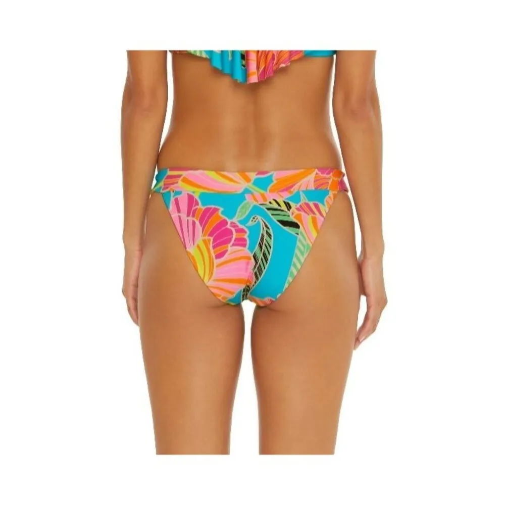 Trina Turk Poppy Banded Hipster Bikini Bottom Floral Blue Colorful 12 - Image 3