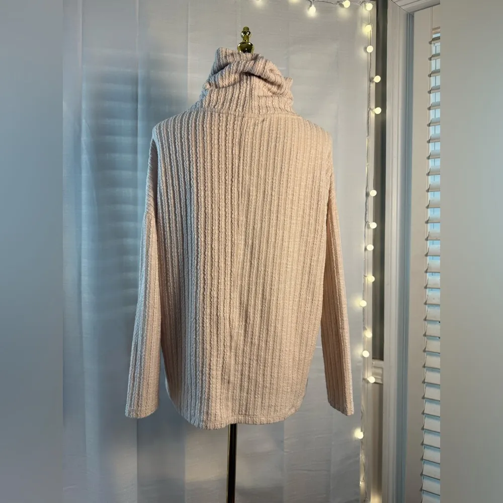Dylan Cream Ribbed Knit Turtleneck Sweater - Image 2