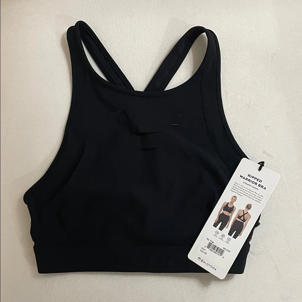 Alo Yoga NWT Ripped Warrior Sports Bra Size XS Black - Image 4