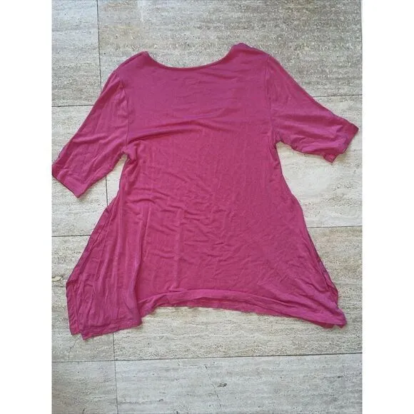 Soft Surroundings Womens‎ Hot Pink Short Sleeve T-Shirt PXS - Image 5
