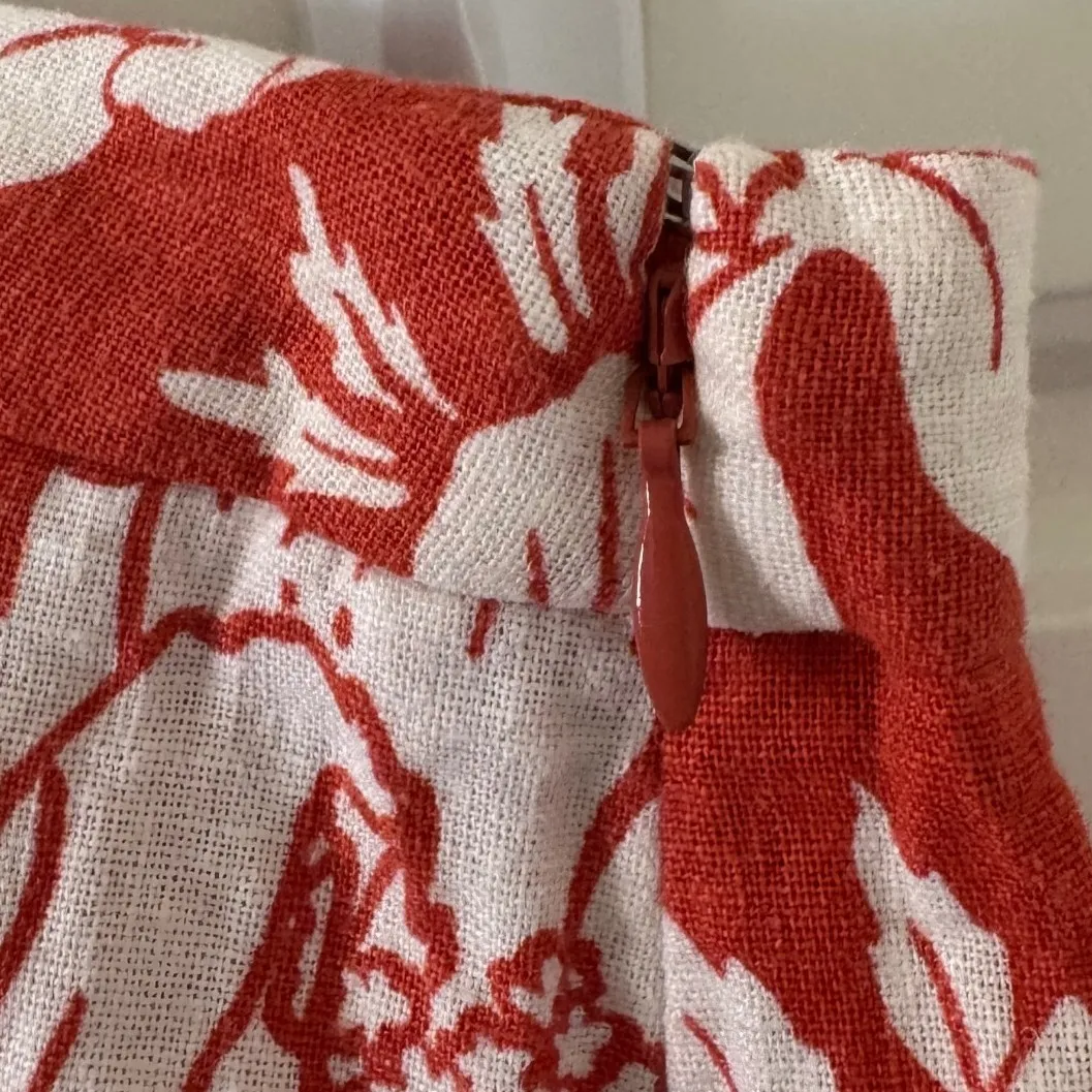 Old Navy sz XXL Womens Linen Red Floral Print Stretchy Pull On Maxi Dress Beach - Image 8