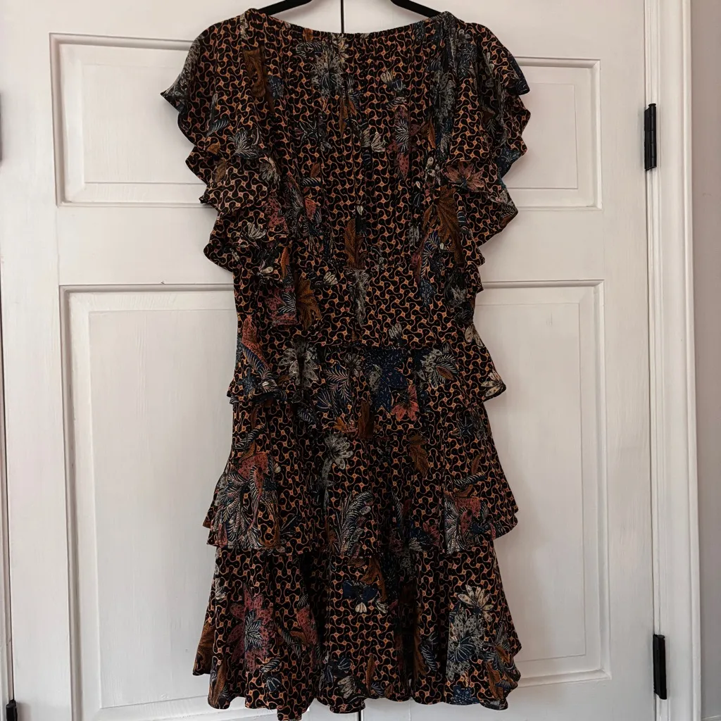 Ulla Johnson Ayla Dress Gerbera Print Ruffle 100% Silk Size 6 Ruffle Mini‎ Dress - Image 14