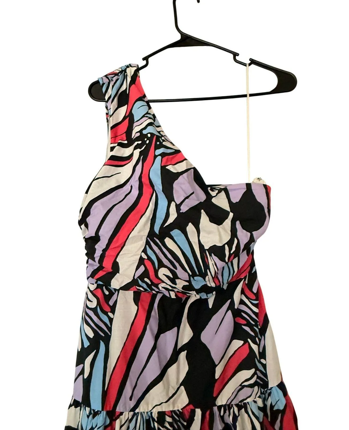 Maeve Anthropologie One Shoulder Maxi Dress Colorful Abstract Print   Size 8 NWT - Image 4