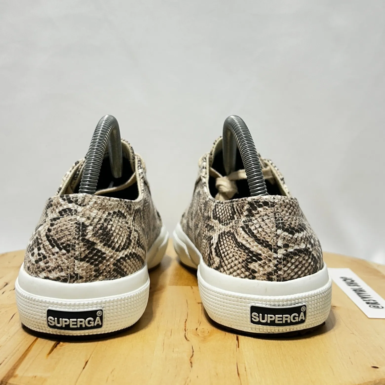 Suprega Womens 2750‎ Taupe Snake Print Low Top Sneakers - Image 8