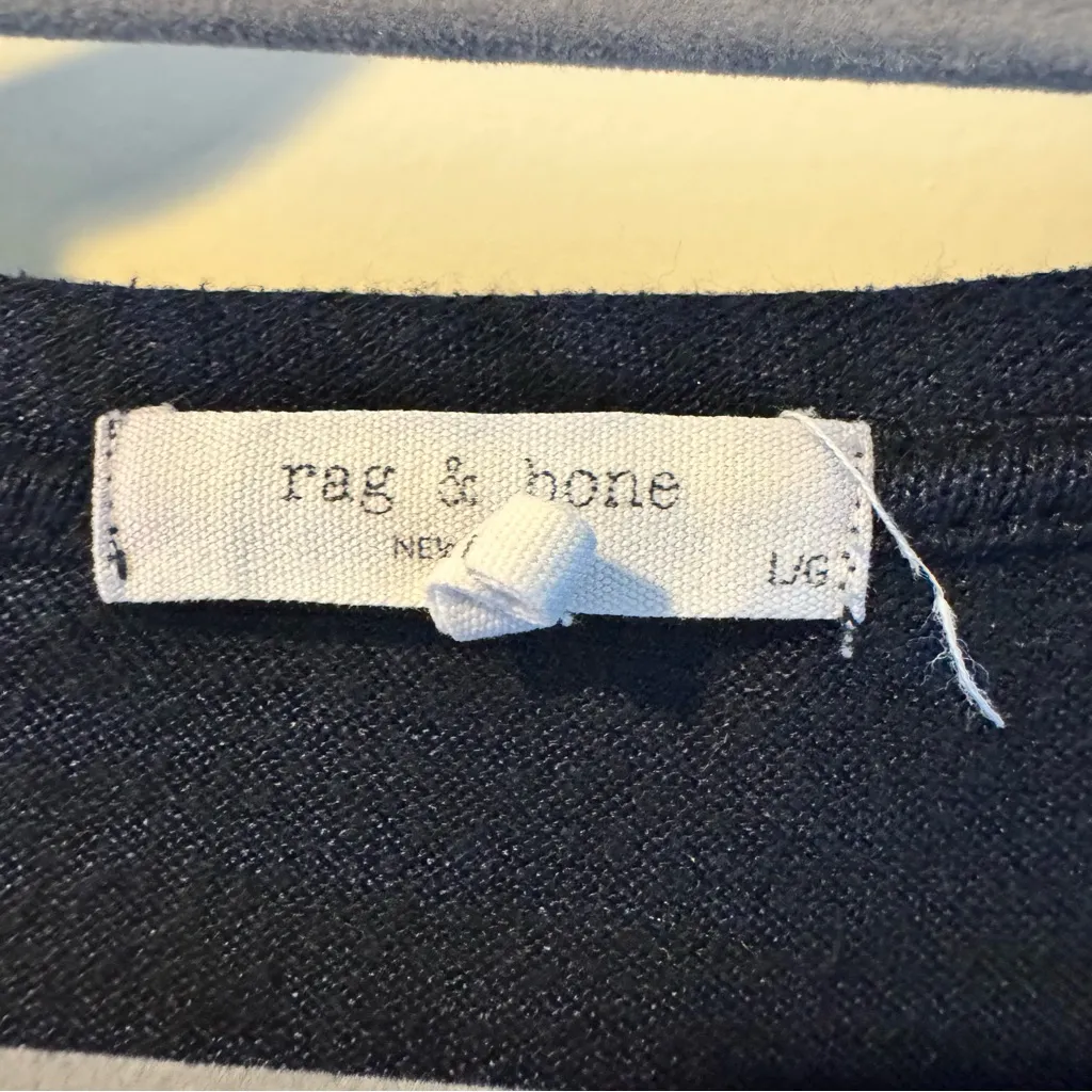 Rag & Bone Hudson Long Sleeve Navy Blue & Black T-Shirt | L - Image 4