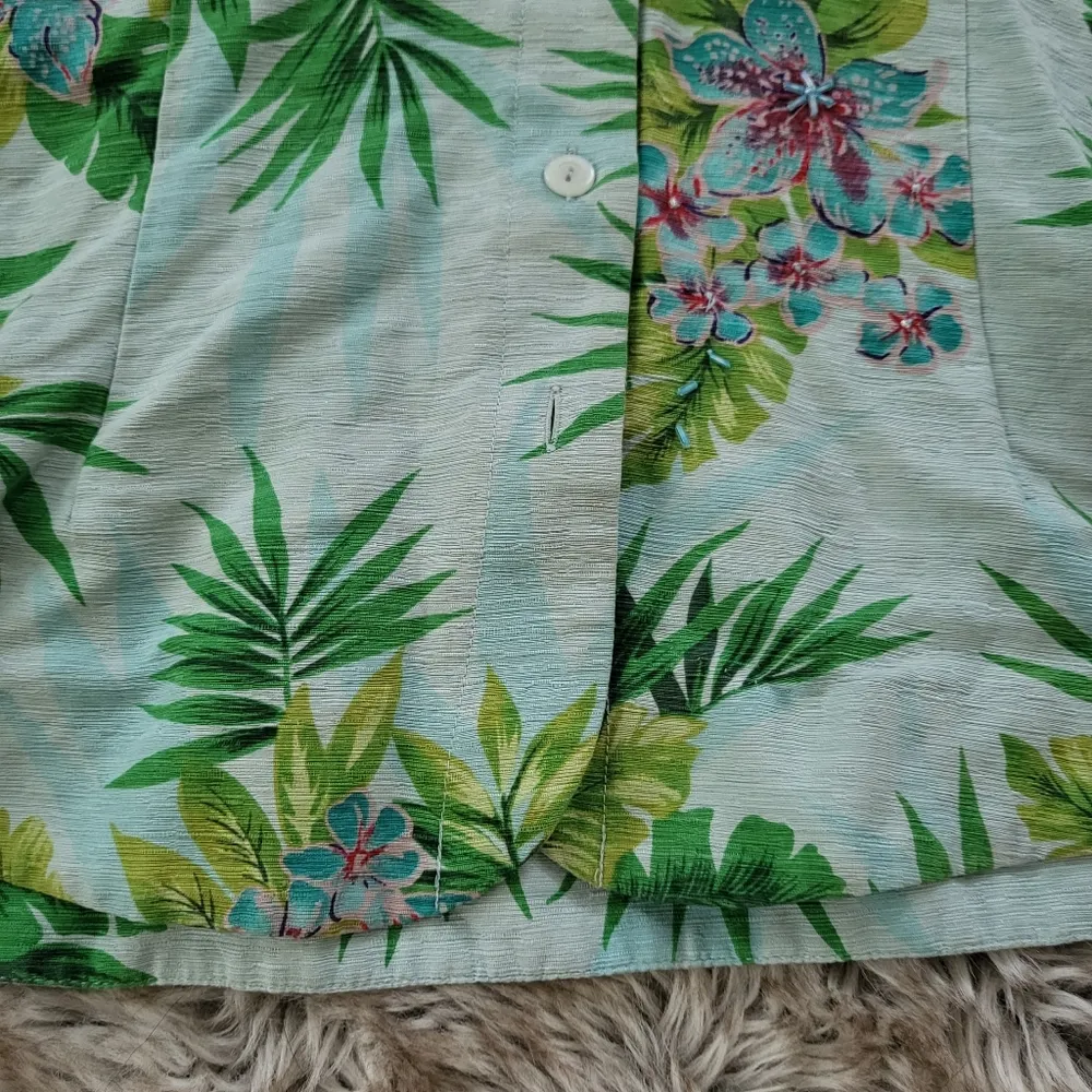 Sag Harbor Beaded Button Down Top Tropical Size 14P - Image 6