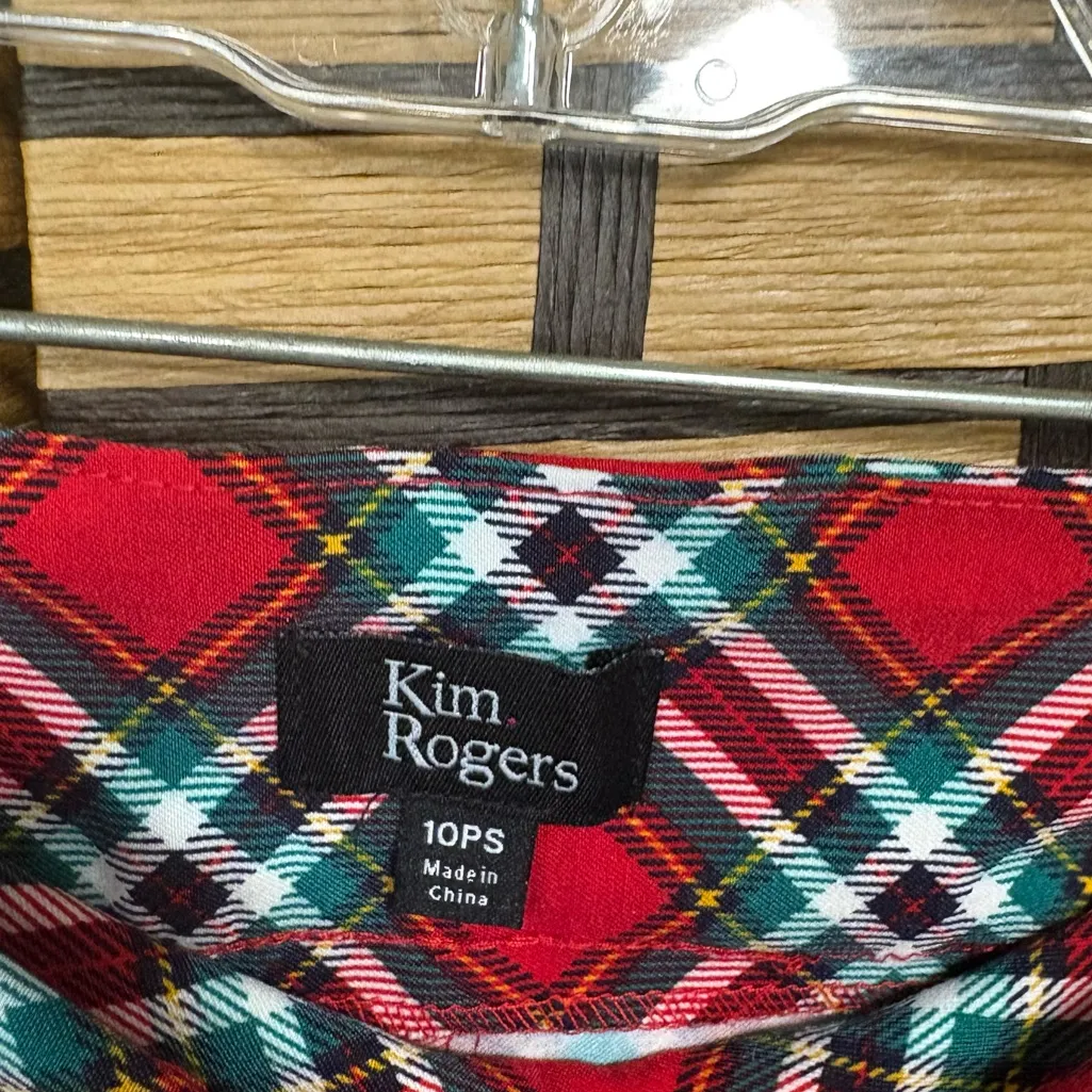 Kim Rogers Red Plaid Pull On‎ Dress Pants Size 10PS - Image 7