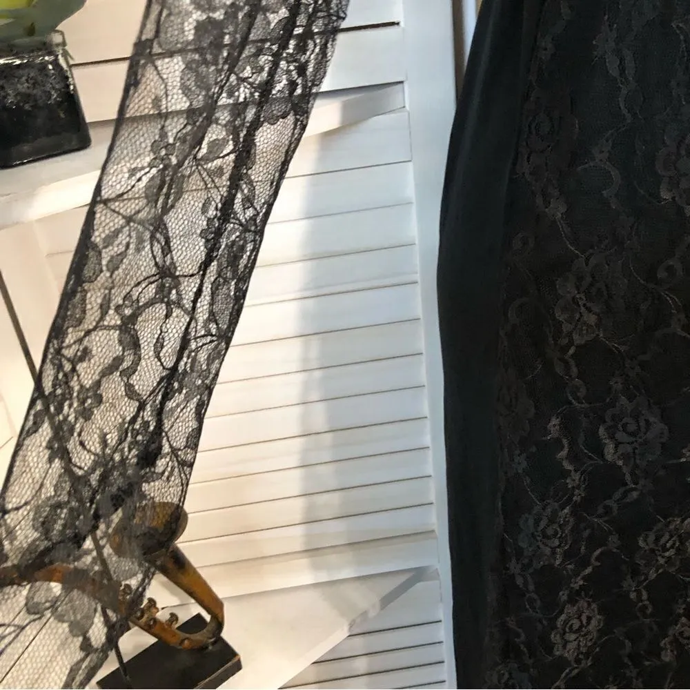 Vintage 90s Y2K gothic witch costume sheer black lace cosplay maxi dress Sz M Size M - Image 4