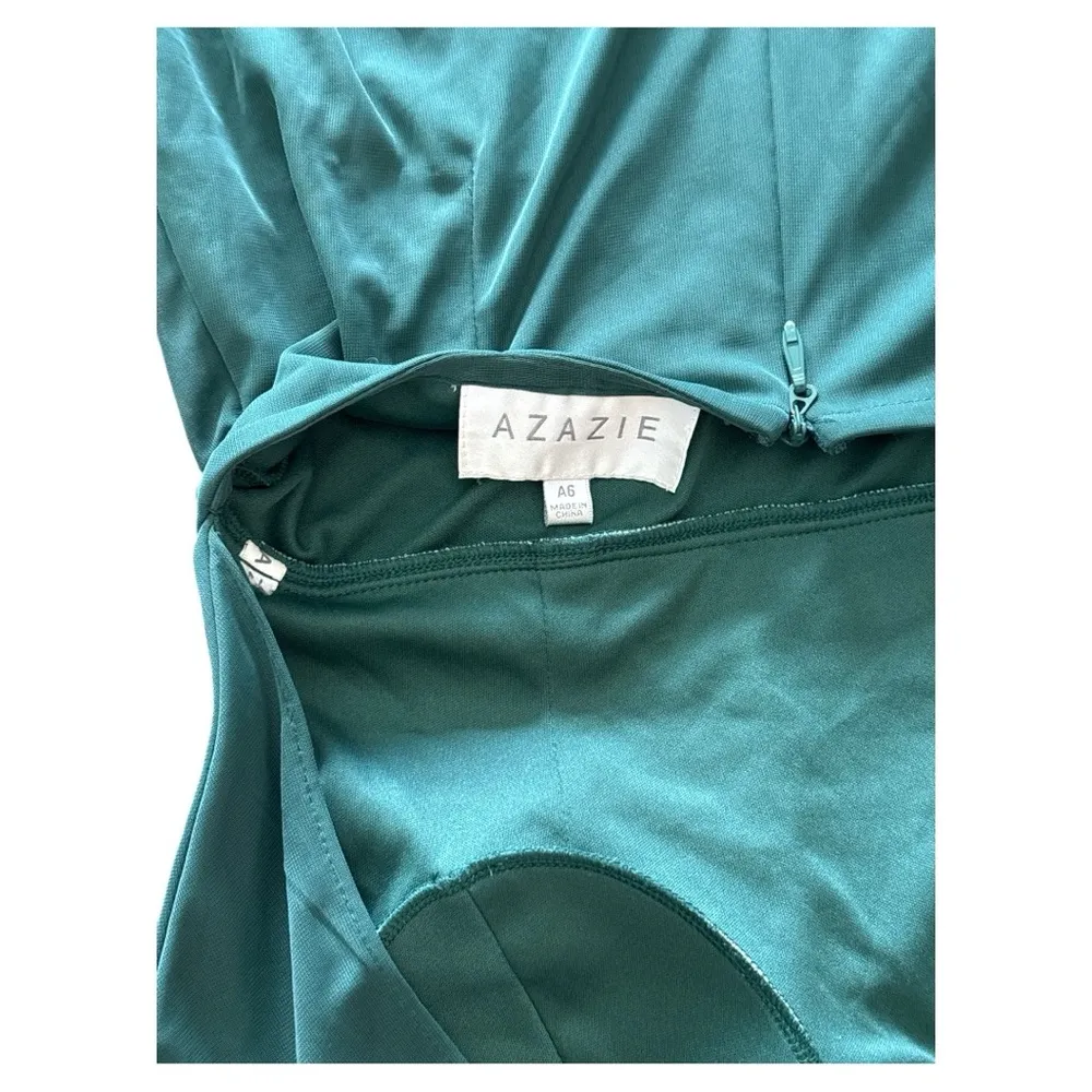 Azazie Deep Green Backless Gown - Image 3