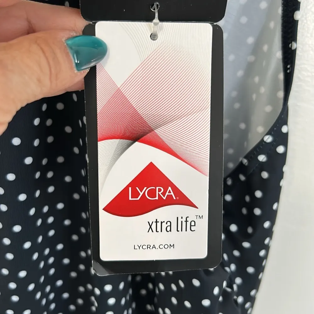 Ulla Popken Polka Dot Print Soft Lined One Piece Swimsuit Marine Size undefined - Image 7