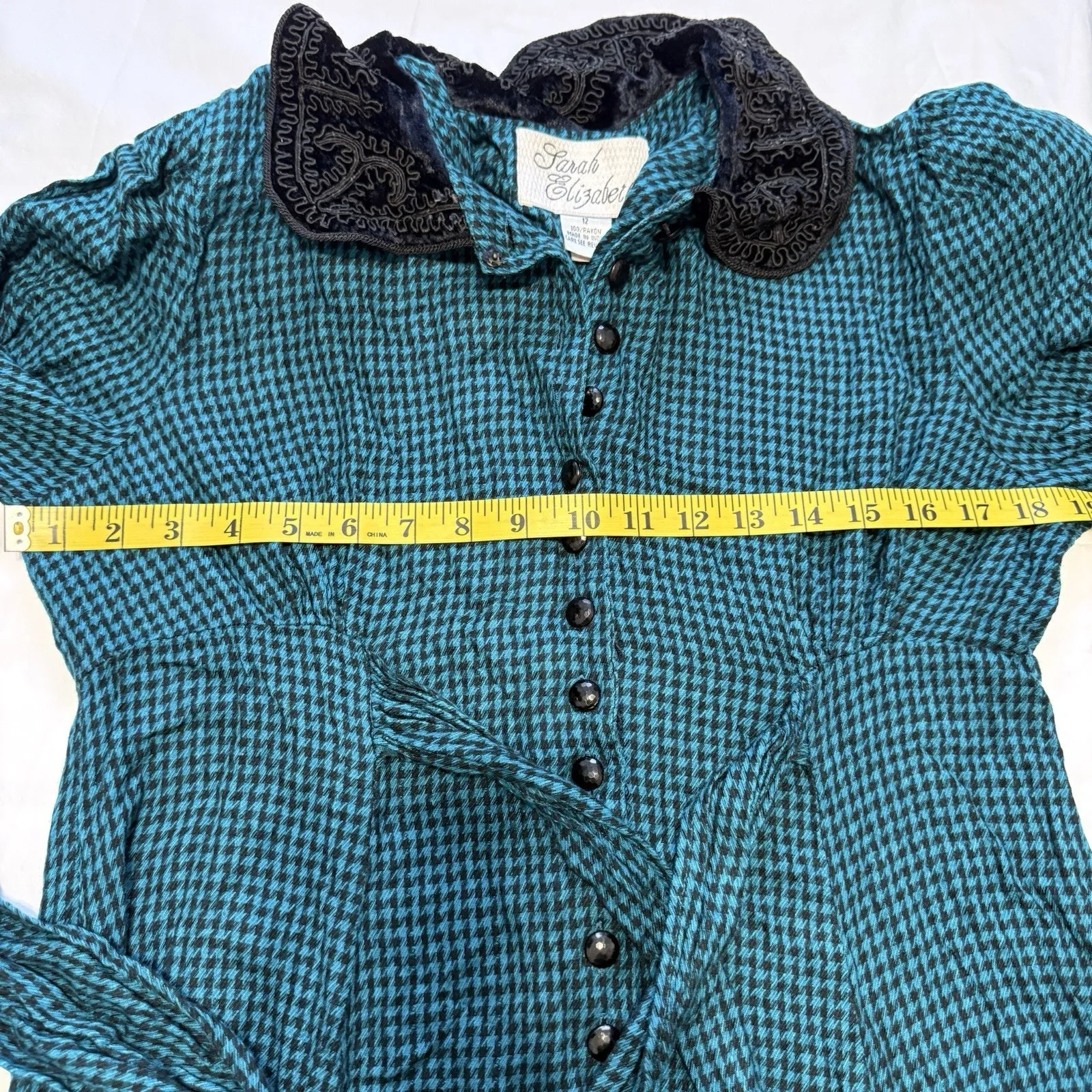 Vintage Sarah Elizabeth Dress Size 12 Blue - Image 12