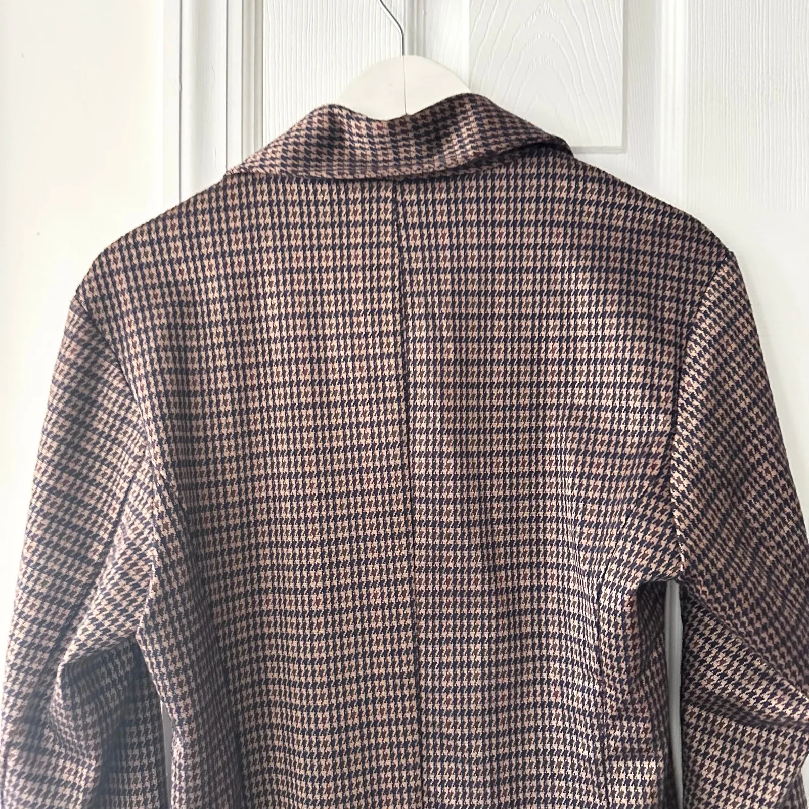 Avec Les Filles Anthropologie Brown Blue Houndstooth Longline Blazer Small 80103 - Image 9