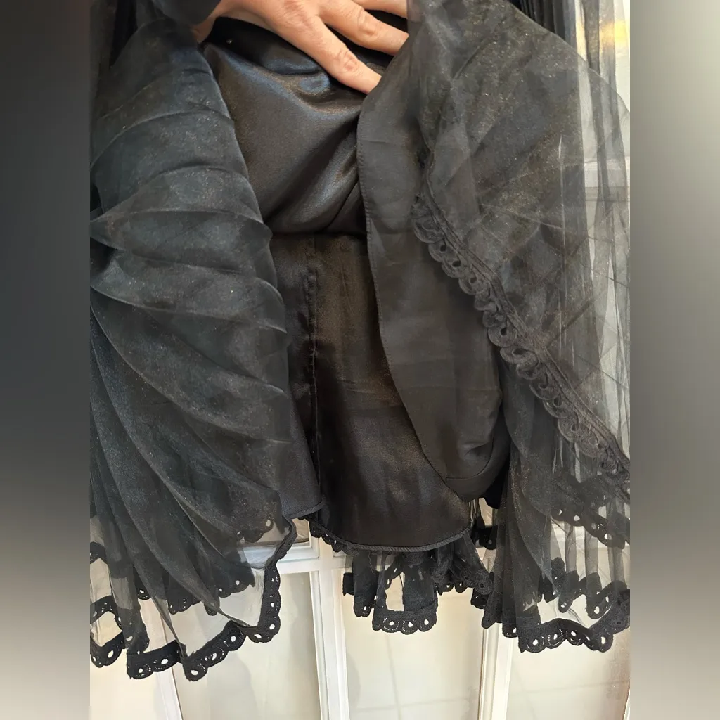 Vintage Betsey Johnson Y2K Runway Whimsigoth Silk Black Lace Formal Dress Size 2 - Image 9